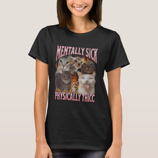 Fysiek Thic Funny Cat Meme Bootleg Graphic T-shirt (Voorkant)