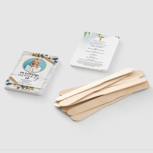 Fysieke begrafenisviering van de Elegant Navy Gold Handwaaier (Niet-gemonteerd)