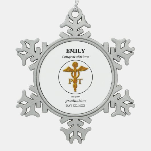 Fysieke behandeling Afstuderen gefeliciteerd Tin Sneeuwvlok Ornament (Voorkant)