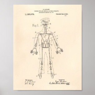 Fysieke Cultuur 1915 Patent Art Old Peper Poster
