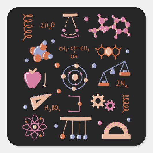 Fysieke elementen vierkante sticker (Voorkant)