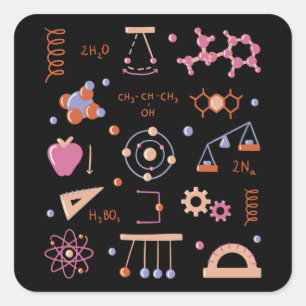 Fysieke elementen vierkante sticker