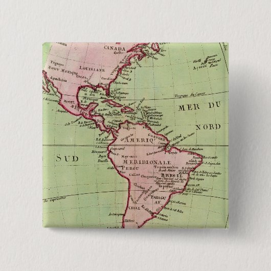Fysieke kaart van Amerika Vierkante Button 5,1 Cm (Voorkant)