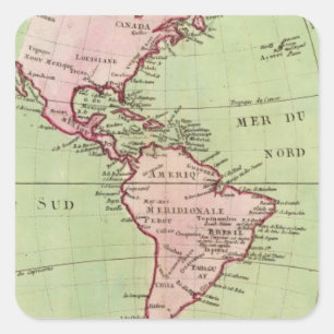 Fysieke kaart van Amerika Vierkante Sticker