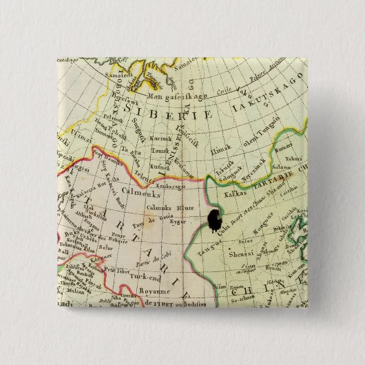 Fysieke kaart van Azië Vierkante Button 5,1 Cm (Voorkant)