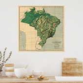  fysieke kaart van Brazilië (1886) Poster (Keuken)