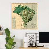  fysieke kaart van Brazilië (1886) Poster (Thuiskantoor)