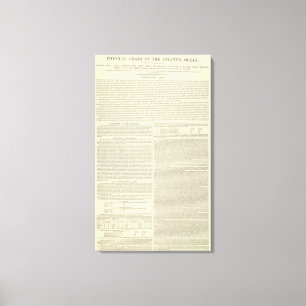 Fysieke kaart van de Atlantische Oceaan Canvas Afdruk