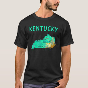 Fysieke kaart van de grote steden van Kentucky T-shirt