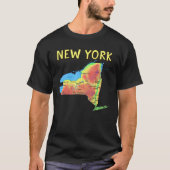 Fysieke kaart van de grote steden van New York T-shirt (Voorkant)