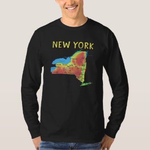 Fysieke kaart van de grote steden van New York T-shirt