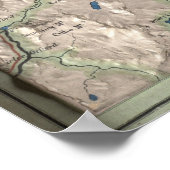 Fysieke kaart van de  witte bergen (1872) poster (Hoek)