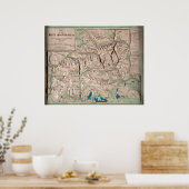 Fysieke kaart van de  witte bergen (1872) poster (Keuken)