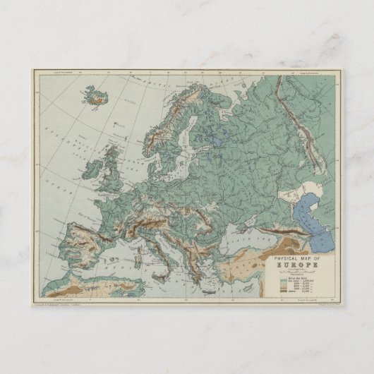 Fysieke kaart van Europa (Voorkant)