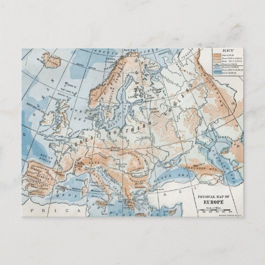 Fysieke kaart van Europa (1916) (Voorkant)