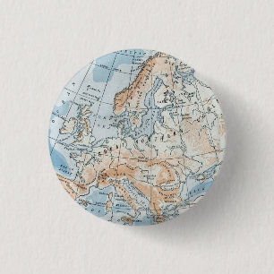 Fysieke kaart van Europa (1916) Ronde Button 3,2 Cm