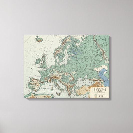 Fysieke kaart van Europa Canvas Afdruk (Voorkant)