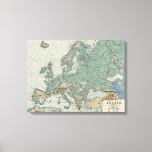 Fysieke kaart van Europa Canvas Afdruk