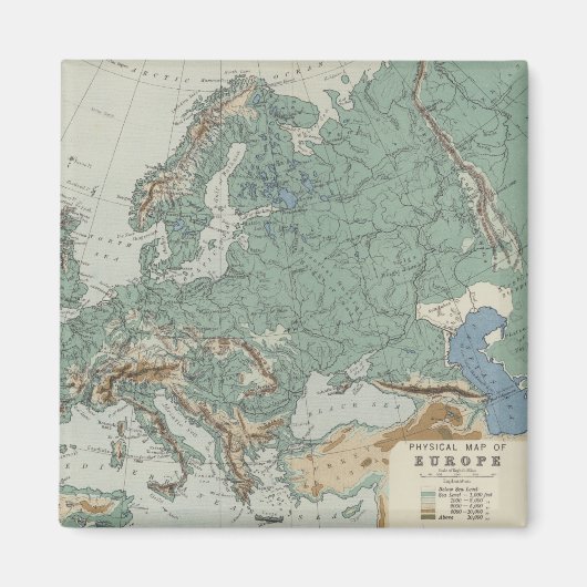 Fysieke kaart van Europa Magneet (Voorkant)
