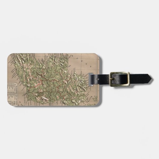  Fysieke Kaart van Ierland (1880) Bagagelabel (Voorkant horizontaal)