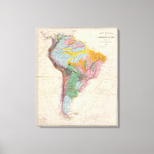 Fysieke Kaart van Zuid-Amerika Canvas Afdruk