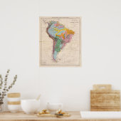 Fysieke Kaart van Zuid-Amerika Poster (Keuken)