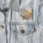 Fysieke Kaart van Zuid-Amerika Vierkante Button 5,1 Cm (In situ)