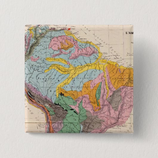 Fysieke Kaart van Zuid-Amerika Vierkante Button 5,1 Cm (Voorkant)