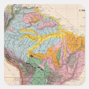 Fysieke Kaart van Zuid-Amerika Vierkante Sticker