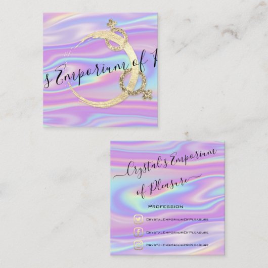 Fysieke opleiding Holograaf Sociale Logo Vierkante Visitekaartje (Voorkant / Achterkant)