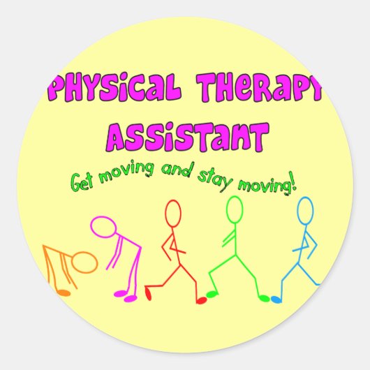 Fysieke therapie Assistant Stick People Design Ronde Sticker (Voorkant)