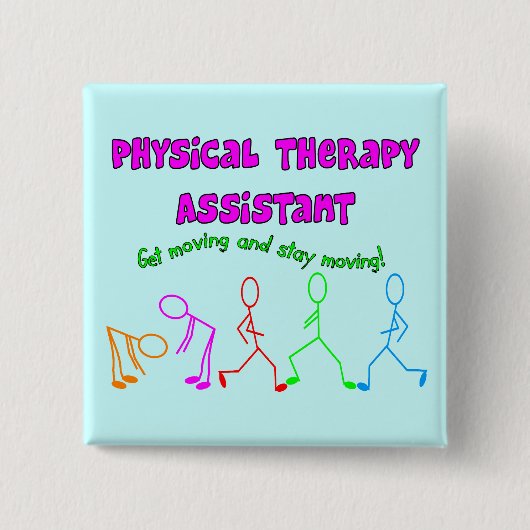 Fysieke therapie Assistant Stick People Design Vierkante Button 5,1 Cm (Voorkant)