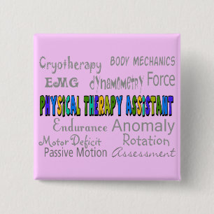 Fysieke therapie Assistant "Terminology" Design Vierkante Button 5,1 Cm