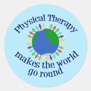 Fysieke therapie maakt de wereld rond ronde sticker