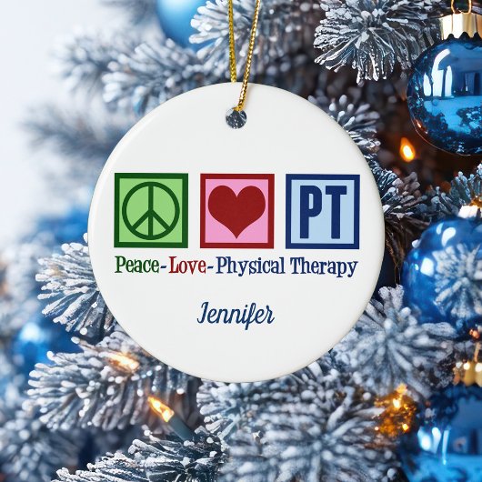 Fysieke therapie Vredesliefde PT Aangepast kerstfe Keramisch Ornament