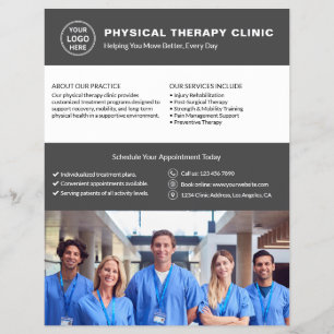 Fysieke therapiekliniek logo foto QR grijs Flyer
