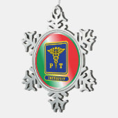 Fysieke Therapist Caduceus Shield Tin Sneeuwvlok Ornament (Rechts)