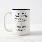 Fysieke Therapist controleert u niet op uw tas Tweekleurige Koffiemok (Links)