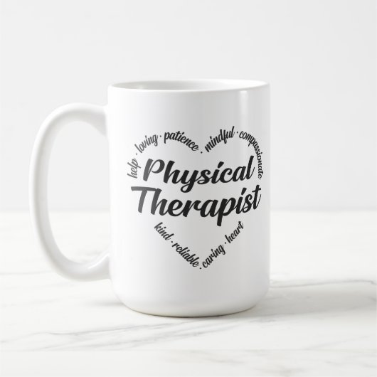 Fysieke therapist Heart Word Cloud Koffiemok (Links)