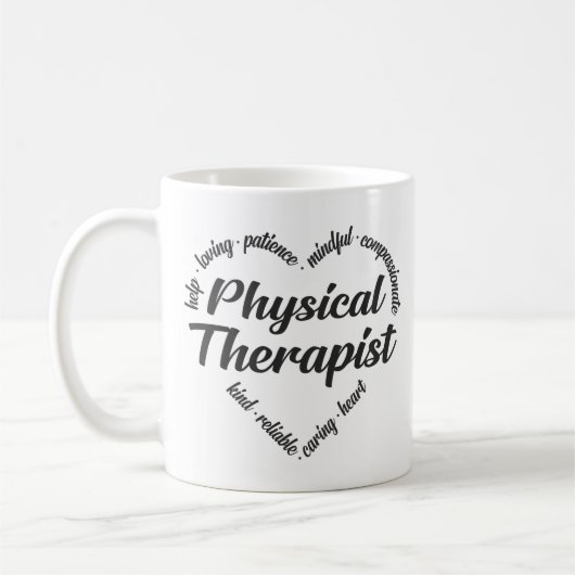 Fysieke therapist Heart Word Cloud Koffiemok (Links)