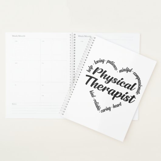 Fysieke therapist Heart Word Cloud Planner (Display)