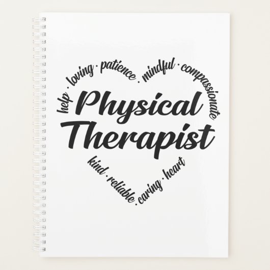 Fysieke therapist Heart Word Cloud Planner (Voorkant)