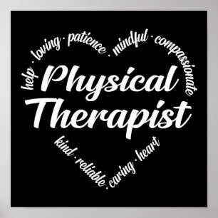 Fysieke therapist Heart Word Cloud Poster
