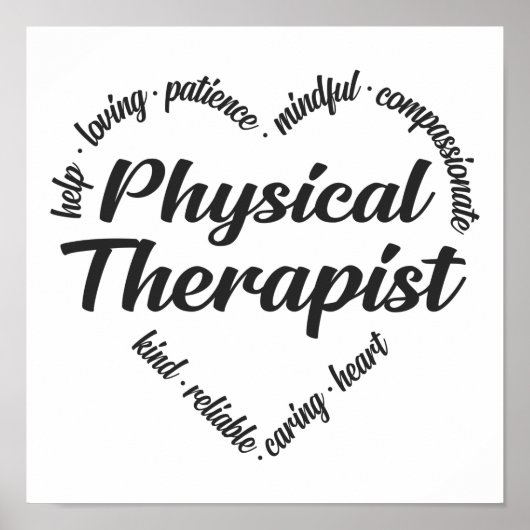 Fysieke therapist Heart Word Cloud Poster (Voorkant)