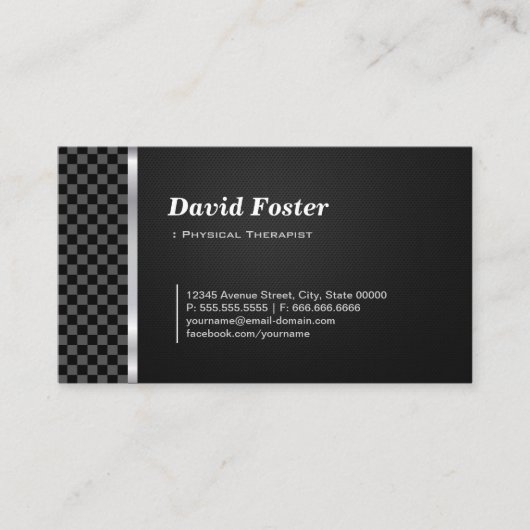 Fysieke Therapist Professional Black White Visitekaartje (Voorkant)