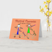 Fysieke Therapist Stick Mensen "Blijf bewegen" Kaart (Gele Bloem)