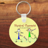 Fysieke Therapist Stick Mensen "Blijf bewegen" Sleutelhanger (Voorkant)