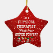 Fysieke therapist Super Power, kerstontwerp Keramisch Ornament (Achterkant)
