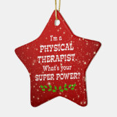 Fysieke therapist Super Power, kerstontwerp Keramisch Ornament (Links)