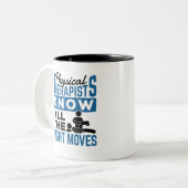 Fysieke Therapisten kennen alle juiste bewegingen  Tweekleurige Koffiemok (Voorkant links)